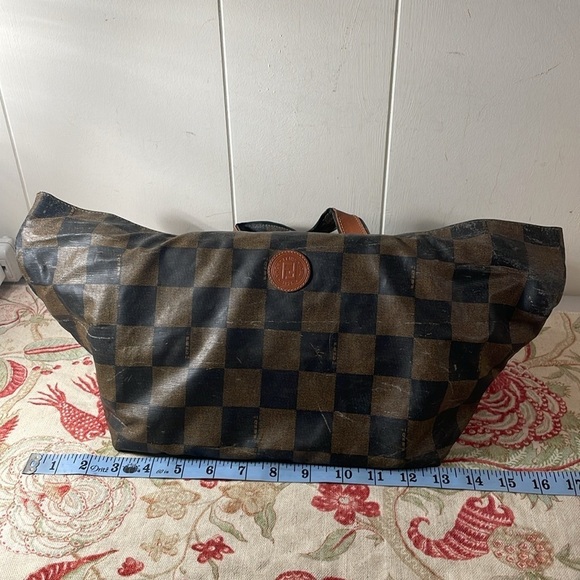 Fendi Sac a main en toile Checkered Tote Bag Brown and Black As Is Vintage - Picture 3 of 17